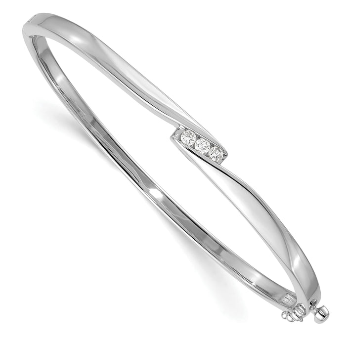 14k White Gold A Diamond Hinged Bangle-XB82A
