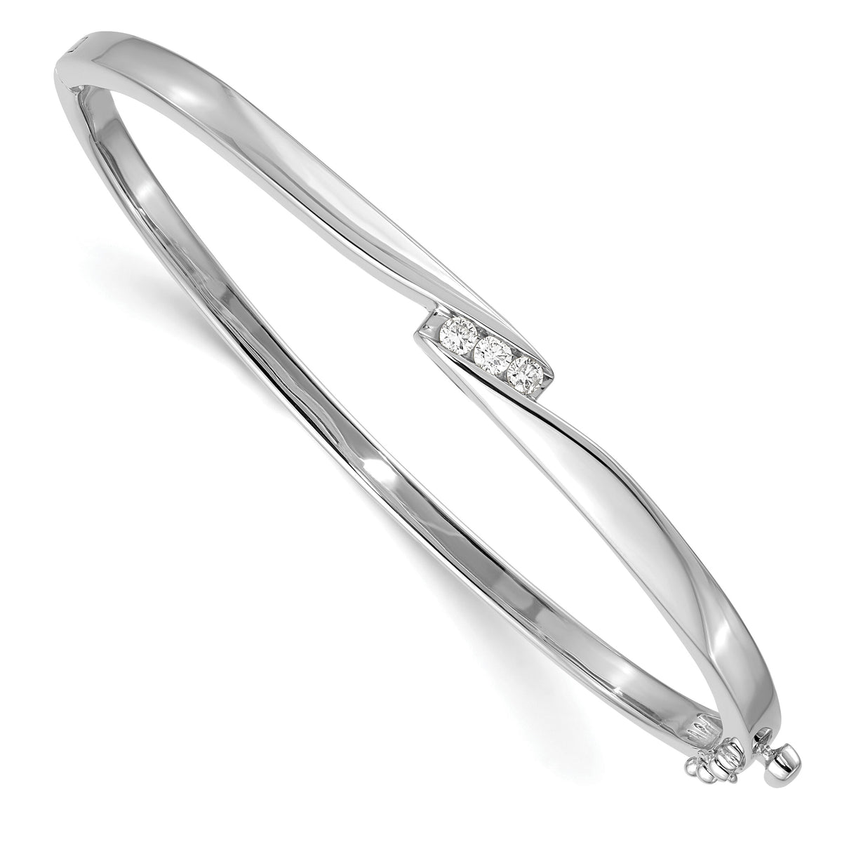 14k White Gold AA Diamond Hinged Bangle-XB82AA