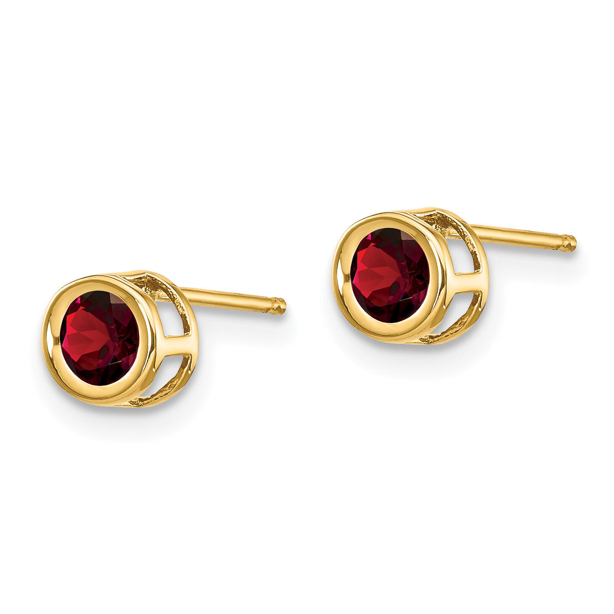 14k 4mm Bezel January/Garnet Post Earrings-XBE1
