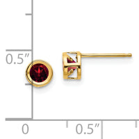 14k 4mm Bezel January/Garnet Post Earrings-XBE1