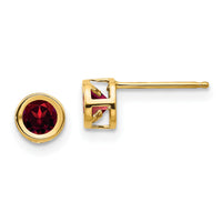 14k 4mm Bezel January/Garnet Post Earrings-XBE1