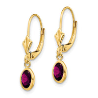 14k 6x4 Oval Bezel June/Rhodolite Leverback Earrings-XBE102
