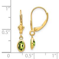 14k 6x4 Oval Bezel August/Peridot Leverback Earrings-XBE104