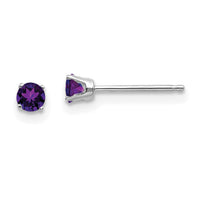 14k White Gold 3mm Amethyst Stud Earrings-XBE110