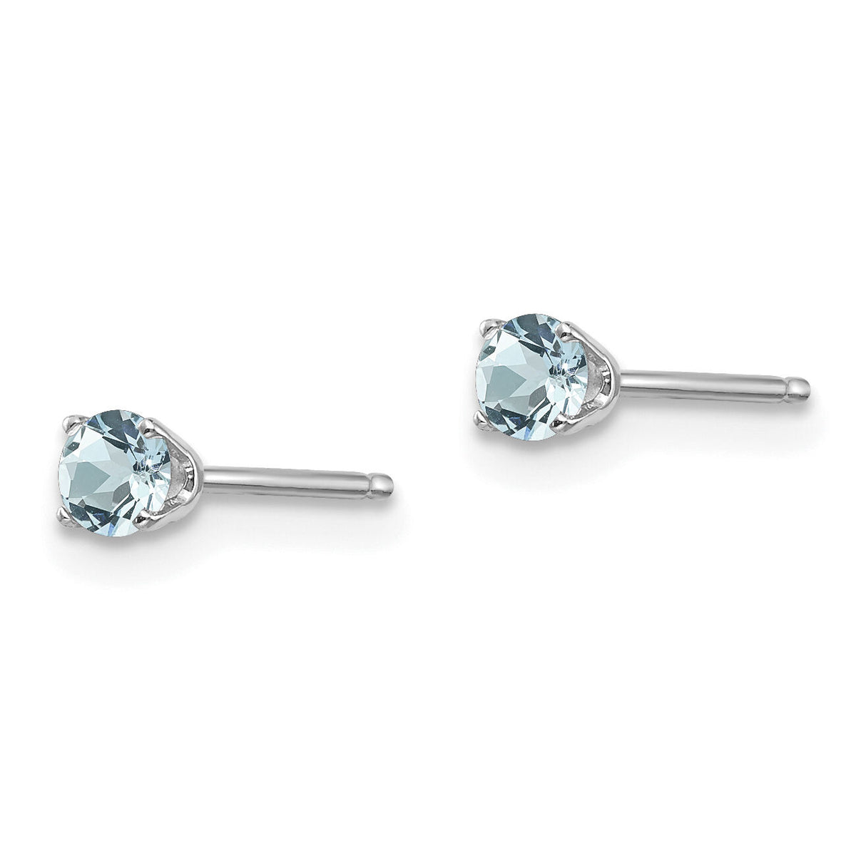 14k White Gold 3mm Aquamarine Stud Earrings-XBE111
