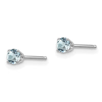 14k White Gold 3mm Aquamarine Stud Earrings-XBE111