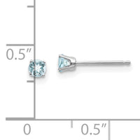 14k White Gold 3mm Aquamarine Stud Earrings-XBE111