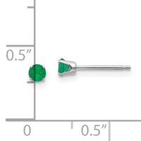 14k White Gold 3mm Emerald Stud Earrings-XBE113