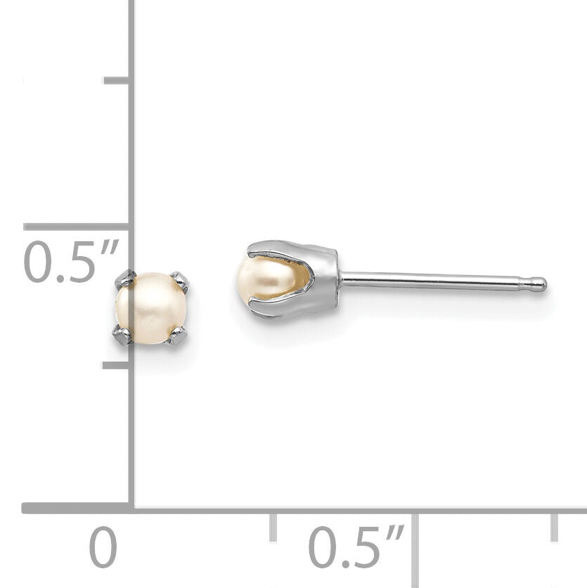 14k White Gold 3.5mm FW Cultured Pearl Stud Earrings-XBE114