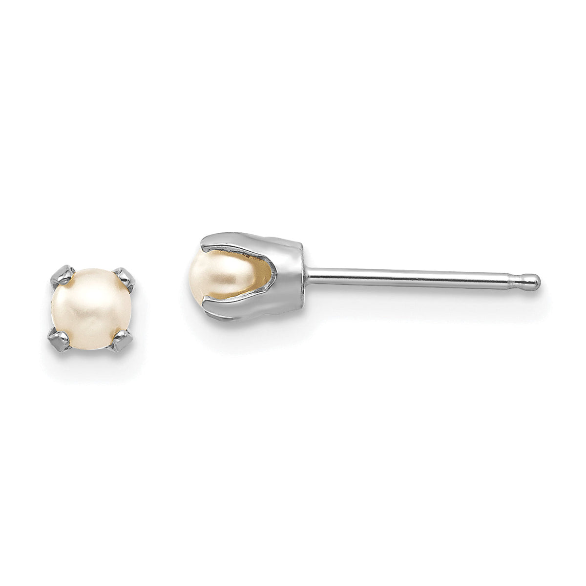 14k White Gold 3.5mm FW Cultured Pearl Stud Earrings-XBE114