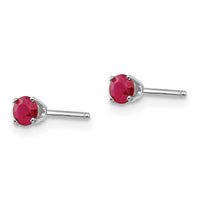 14k White Gold 3mm Ruby Stud Earrings-XBE115