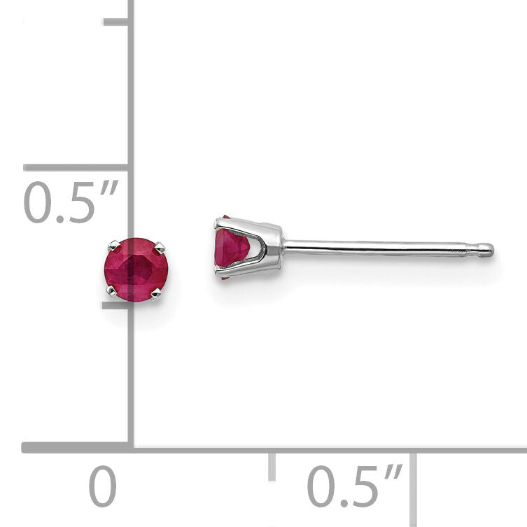 14k White Gold 3mm Ruby Stud Earrings-XBE115
