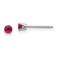 14k White Gold 3mm Ruby Stud Earrings-XBE115