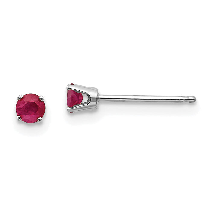 14k White Gold 3mm Ruby Stud Earrings-XBE115