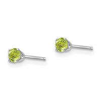 14k White Gold 3mm Peridot Stud Earrings-XBE116