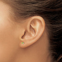 14k White Gold 3mm Peridot Stud Earrings-XBE116