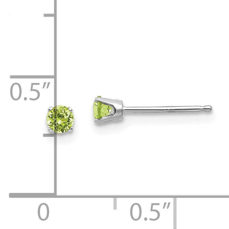 14k White Gold 3mm Peridot Stud Earrings-XBE116