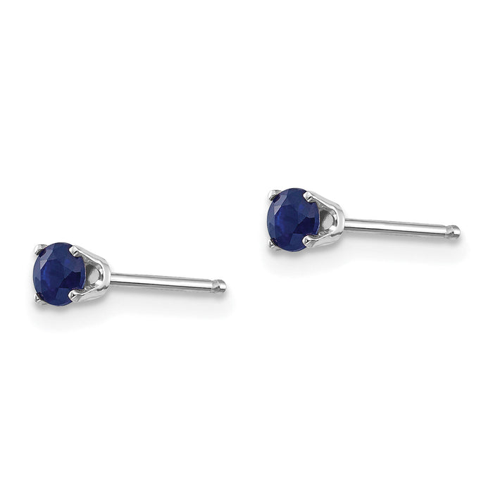 14k White Gold 3mm Sapphire Stud Earrings-XBE117