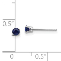 14k White Gold 3mm Sapphire Stud Earrings-XBE117