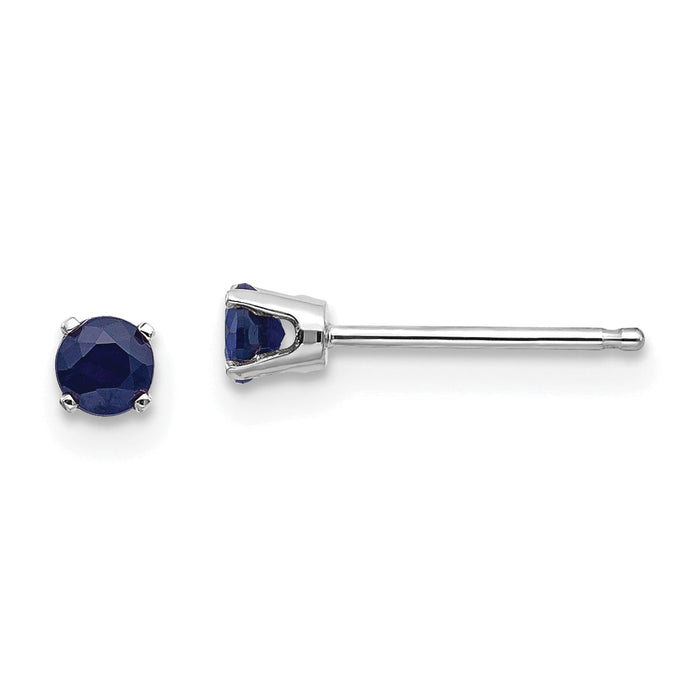 14k White Gold 3mm Sapphire Stud Earrings-XBE117