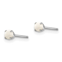 14k White Gold 3mm Opal Stud Earrings-XBE118