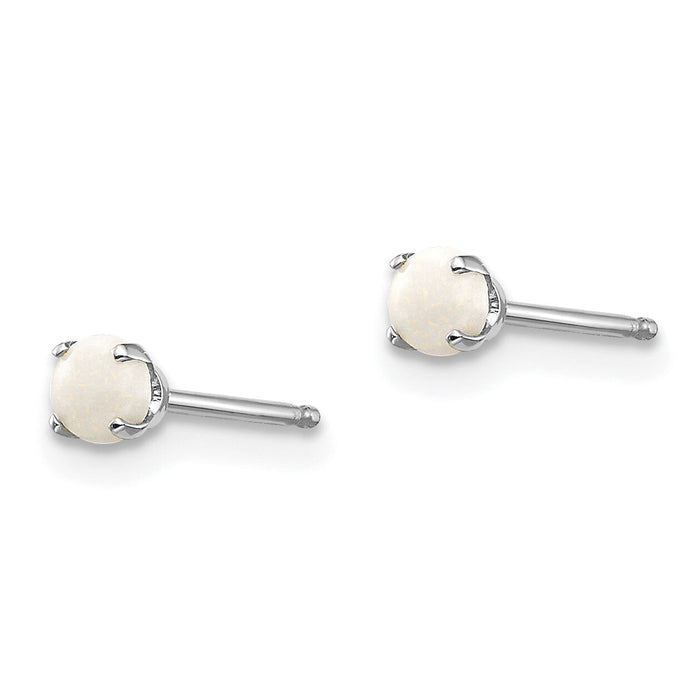 14k White Gold 3mm Opal Stud Earrings-XBE118