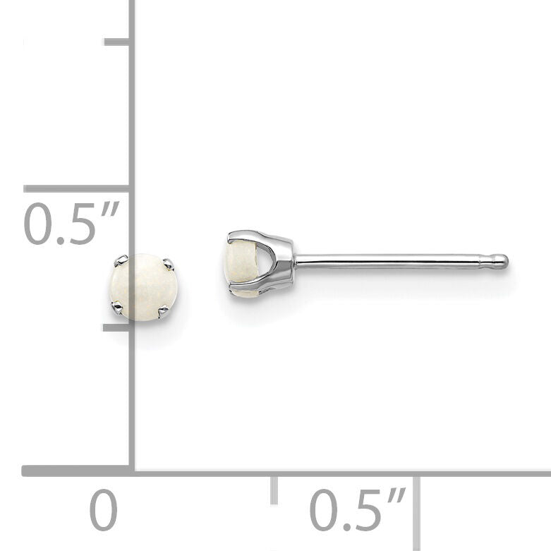 14k White Gold 3mm Opal Stud Earrings-XBE118