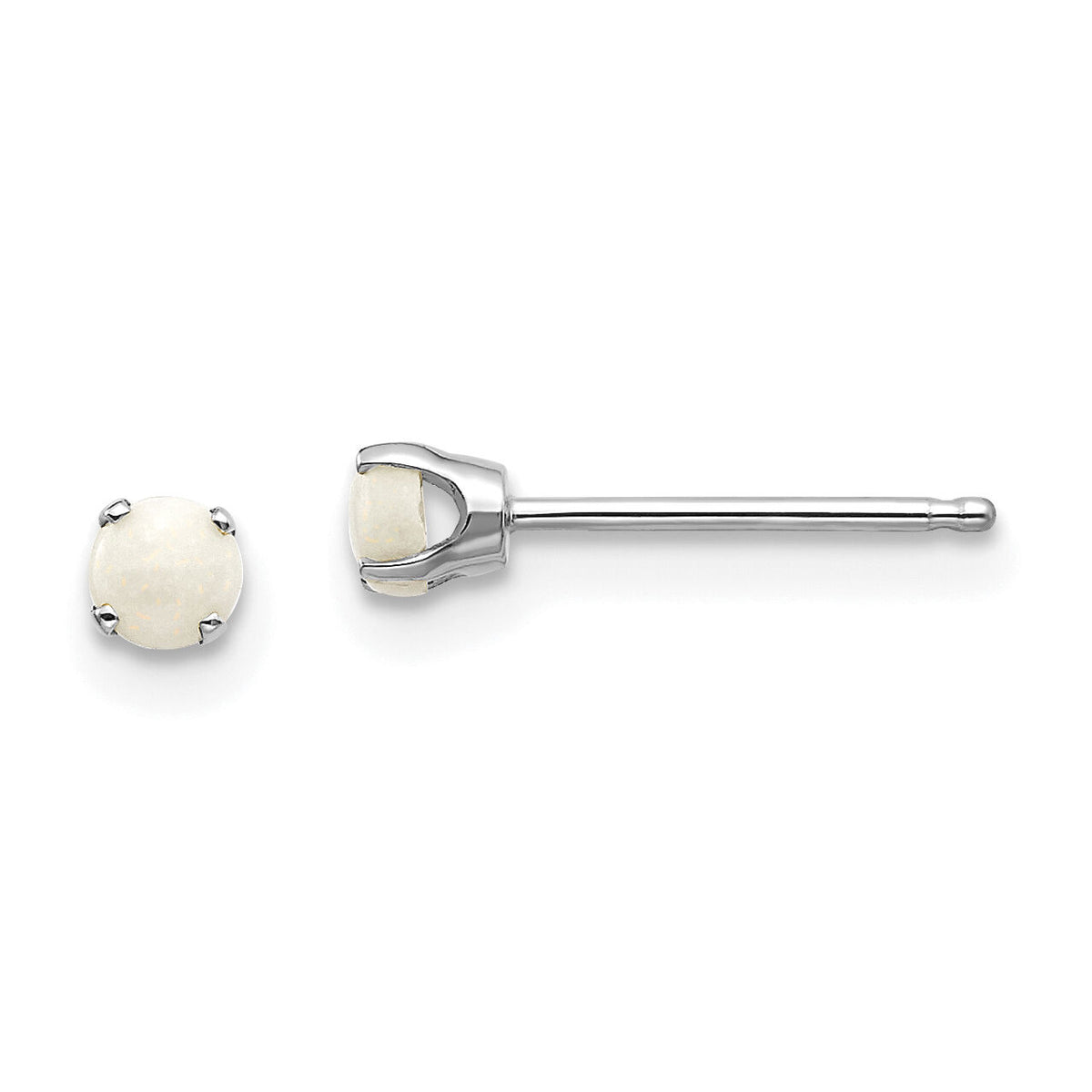 14k White Gold 3mm Opal Stud Earrings-XBE118