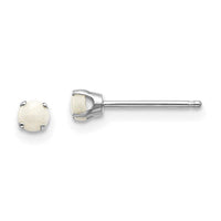 14k White Gold 3mm Opal Stud Earrings-XBE118