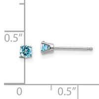14k White Gold 3mm Blue Topaz Stud Earrings-XBE120