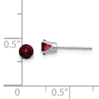14k White Gold 4mm Garnet Stud Earrings-XBE121