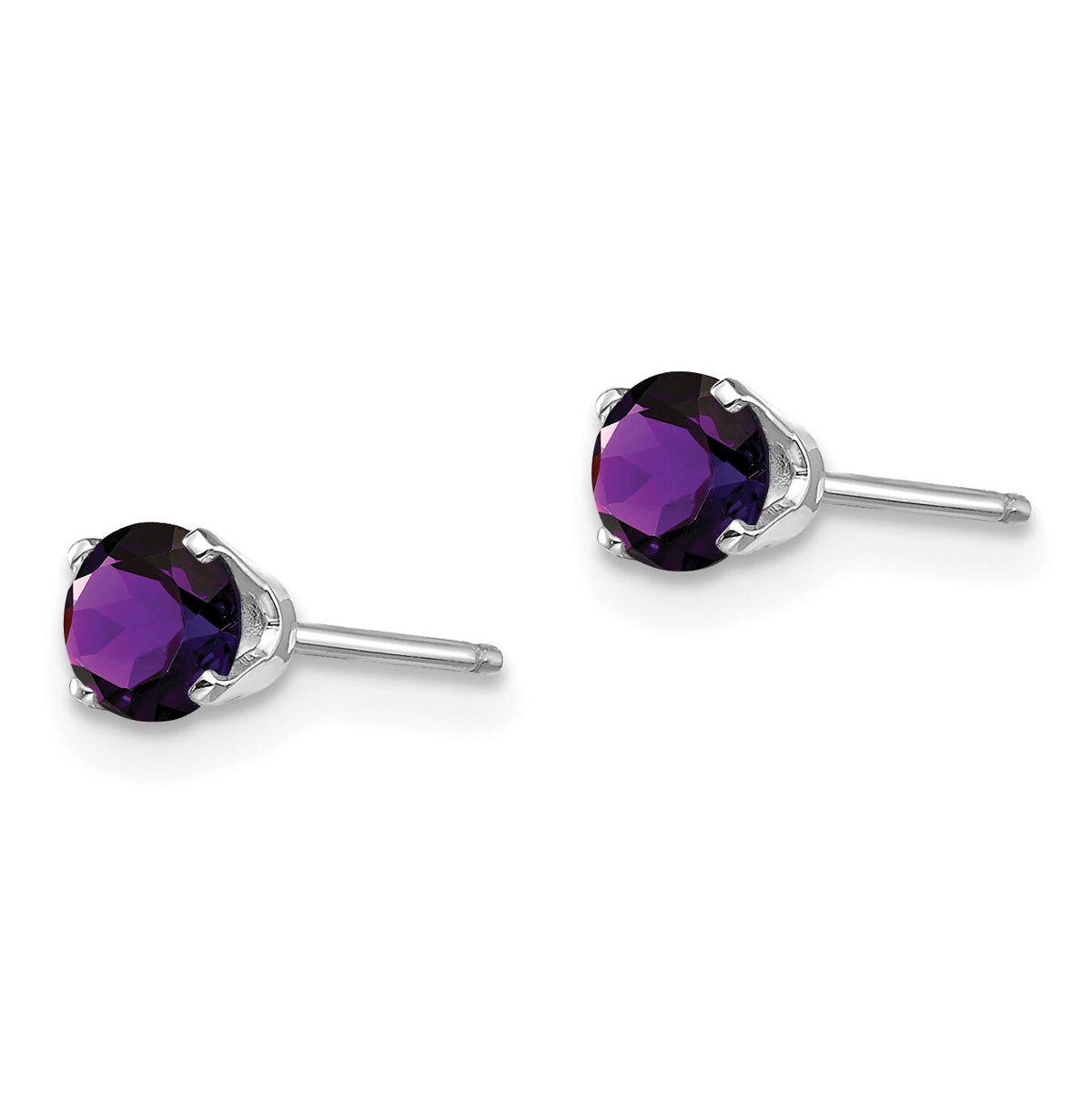 14k White Gold 4mm Amethyst Stud Earrings-XBE122