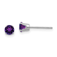 14k White Gold 4mm Amethyst Stud Earrings-XBE122