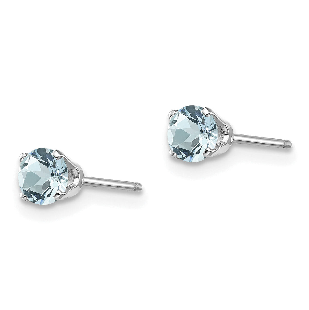 14k White Gold 4mm Aquamarine Stud Earrings-XBE123