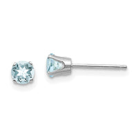 14k White Gold 4mm Aquamarine Stud Earrings-XBE123