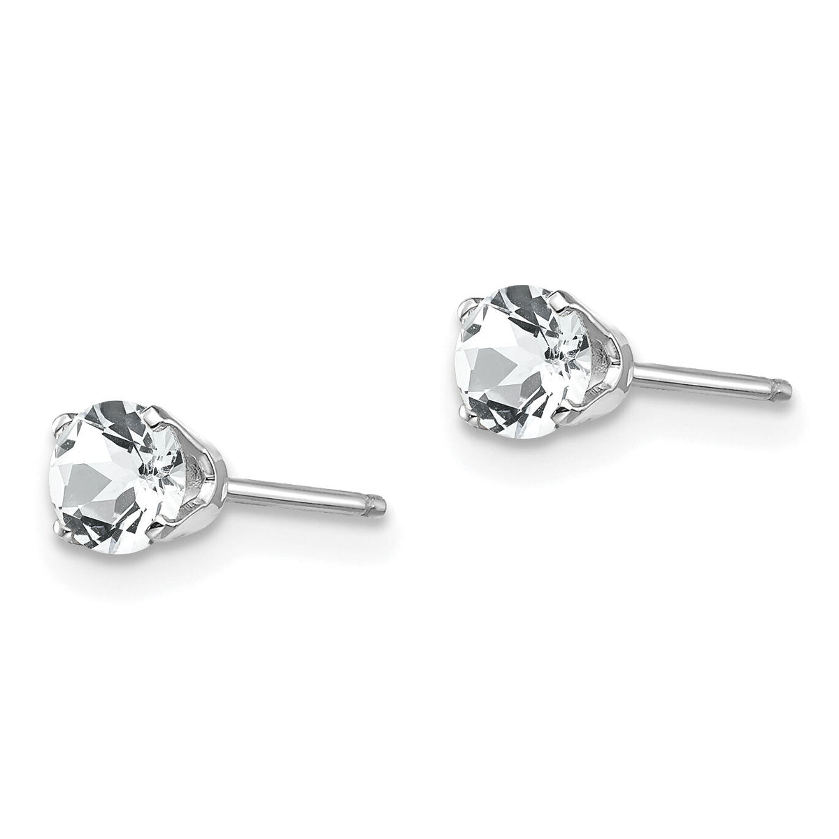 14k White Gold 4mm White Topaz Stud Earrings-XBE124