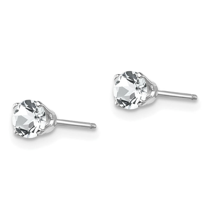 14k White Gold 4mm White Topaz Stud Earrings-XBE124