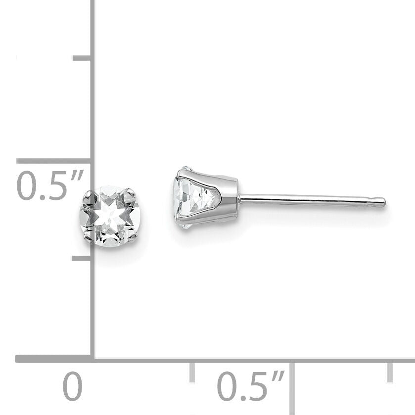 14k White Gold 4mm White Topaz Stud Earrings-XBE124