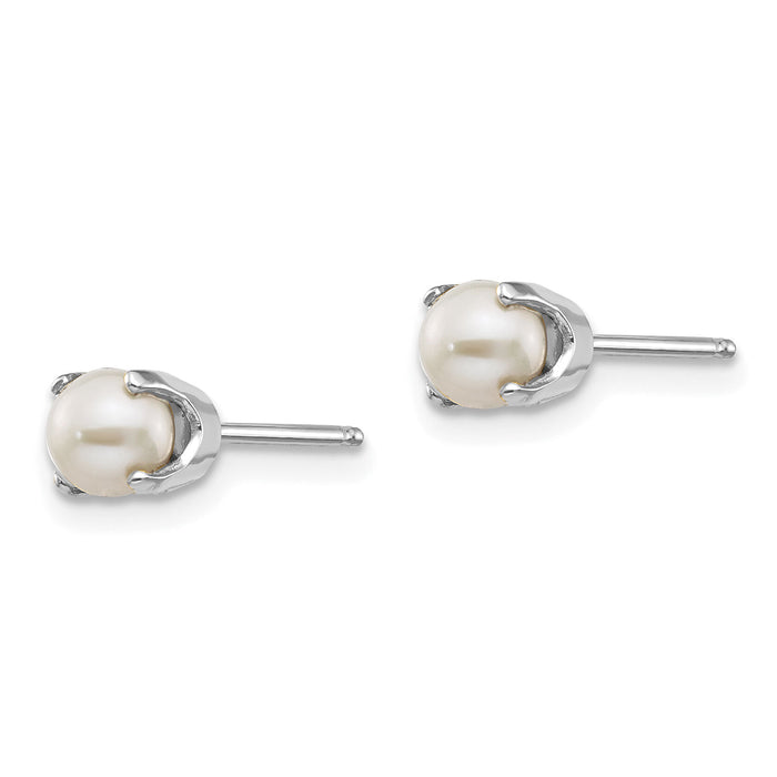 14k White Gold 4mm FW Cultured Pearl Stud Earrings-XBE126
