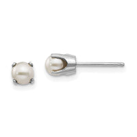 14k White Gold 4mm FW Cultured Pearl Stud Earrings-XBE126