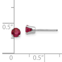 14k White Gold 4mm Ruby Stud Earrings-XBE127