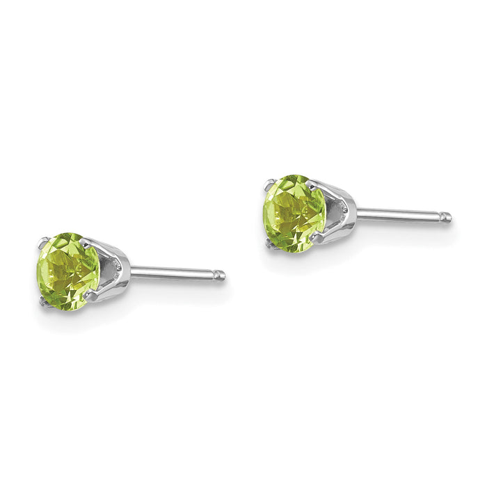 14k White Gold 4mm Peridot Stud Earrings-XBE128