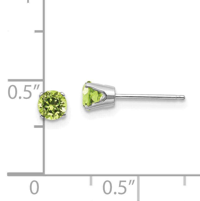 14k White Gold 4mm Peridot Stud Earrings-XBE128