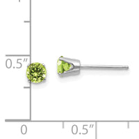 14k White Gold 4mm Peridot Stud Earrings-XBE128