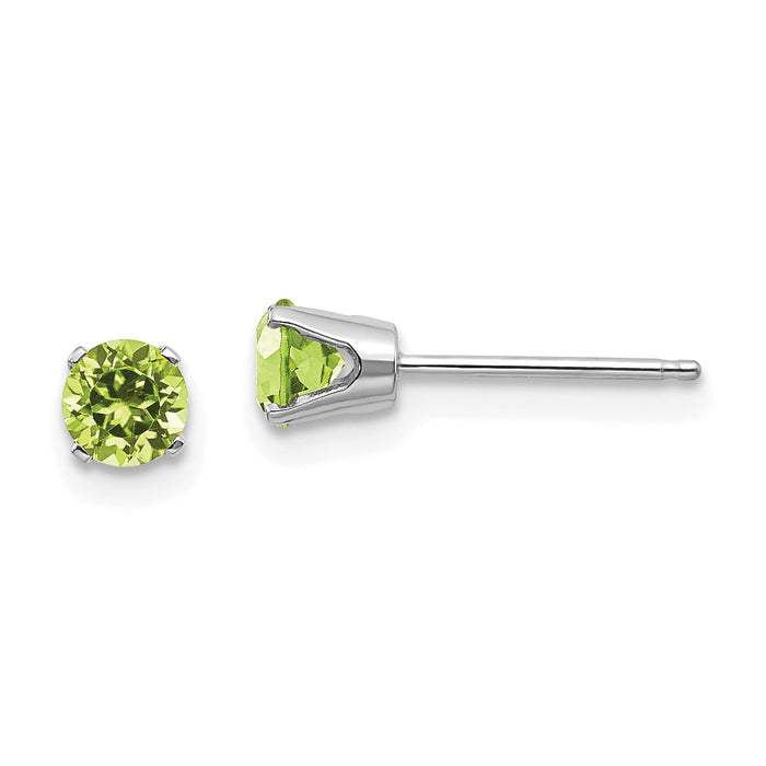 14k White Gold 4mm Peridot Stud Earrings-XBE128