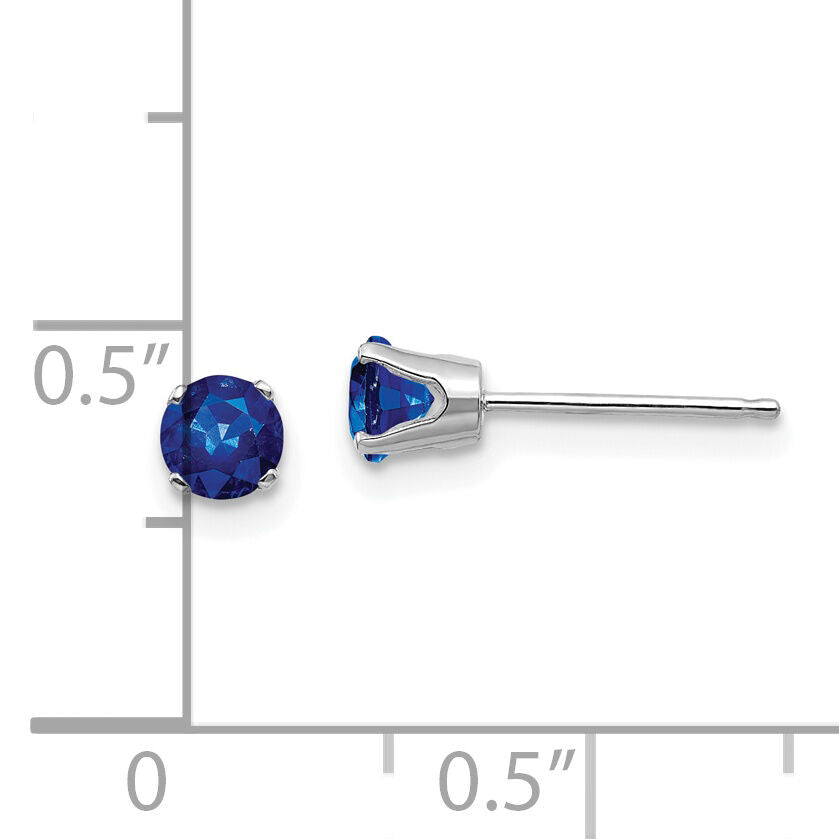 14k White Gold 4mm Sapphire Stud Earrings-XBE129
