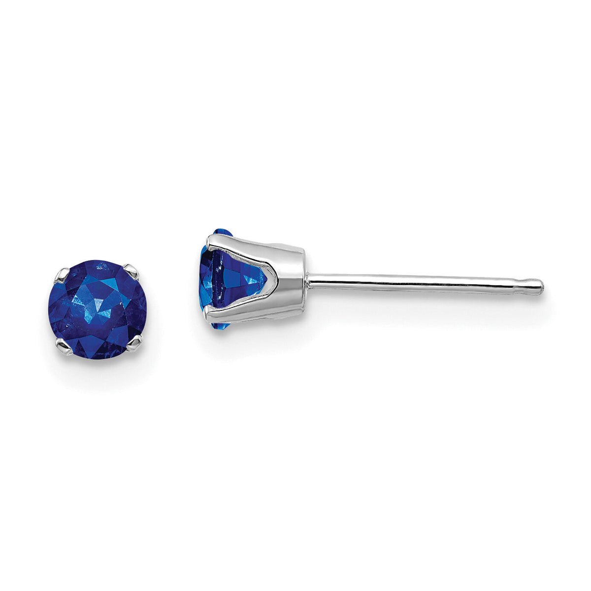14k White Gold 4mm Sapphire Stud Earrings-XBE129