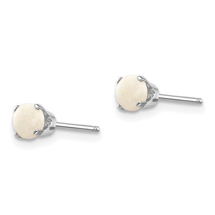 14k White Gold 4mm Opal Stud Earrings-XBE130