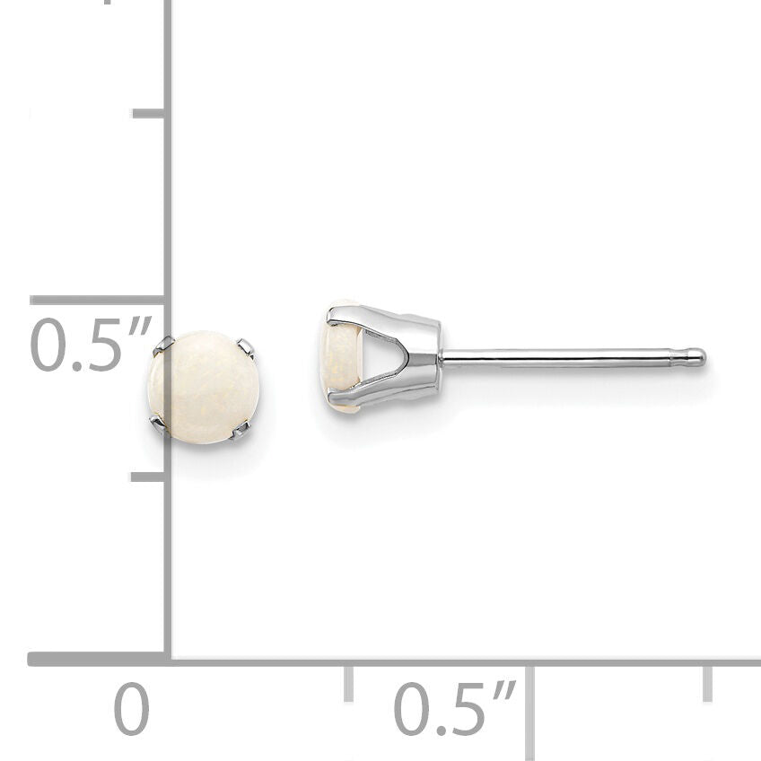 14k White Gold 4mm Opal Stud Earrings-XBE130