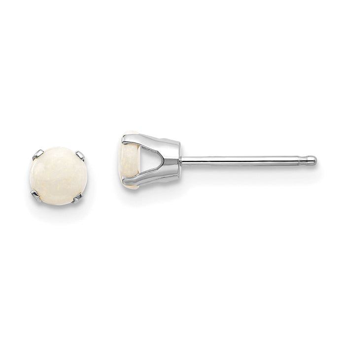 14k White Gold 4mm Opal Stud Earrings-XBE130
